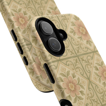 Vintage Rustic Foral Tiles iPhone Case | MagSafe