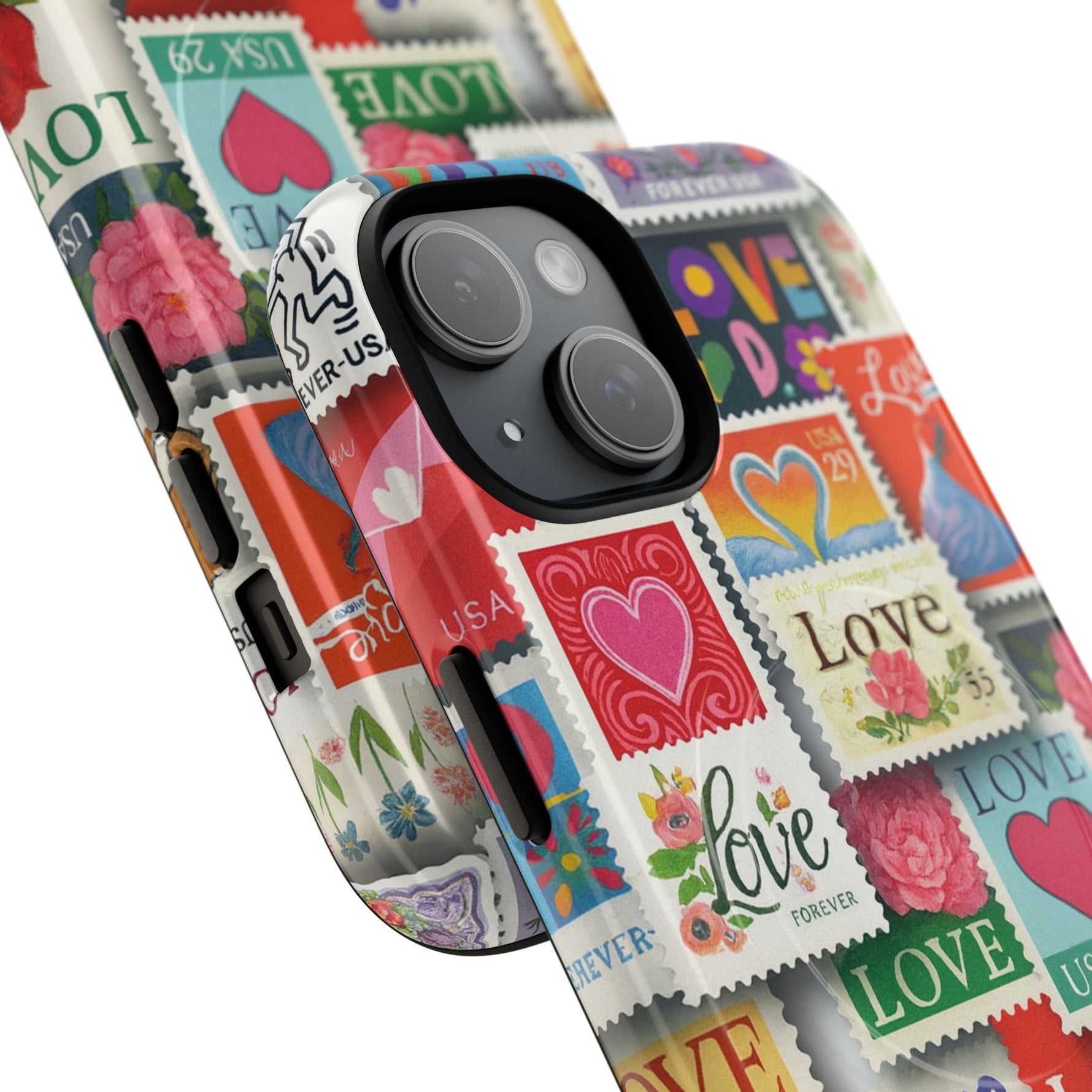 Vintage Romantic Love Stamp iPhone Case | Tough Protection + MagSafe