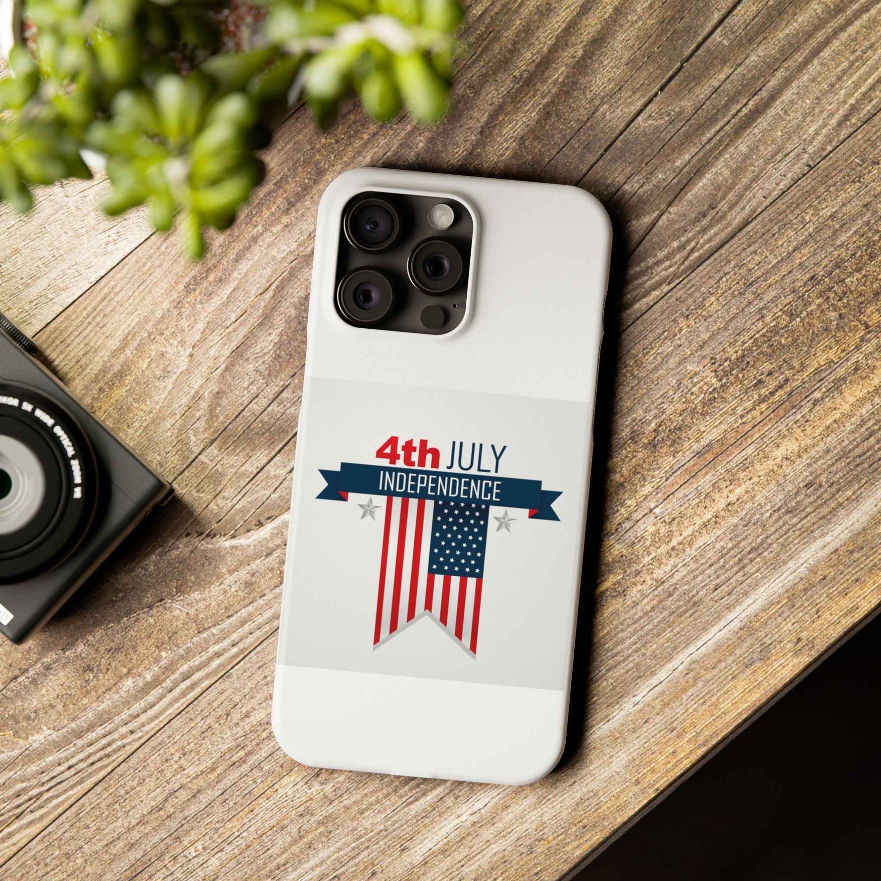 Slim Phone Cases with 4th of July writing for iPhone 17 and more