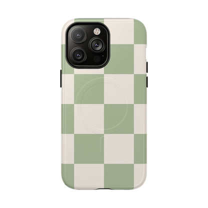 Sage Checkerboard Tough iPhone Case - Compatible with MagSafe