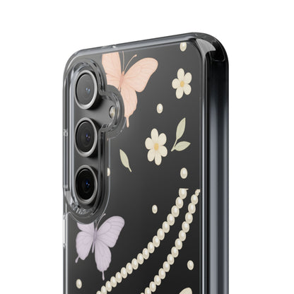 Butterfly Pearl Impact-Resistant Clear iPhone Case