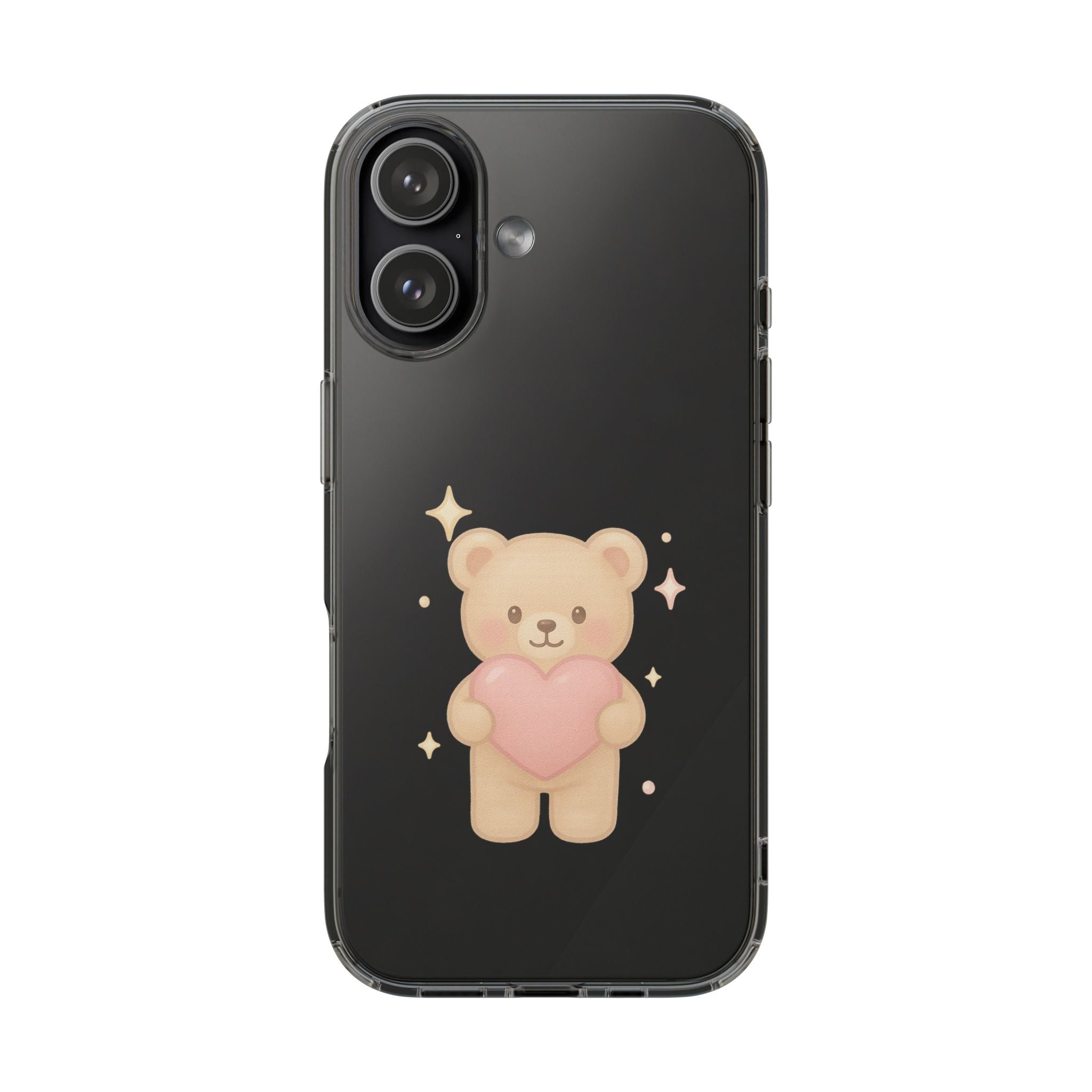 Romantic Teddy Bear Impact-Resistant iPhone Case with Heart Design - Shamo's