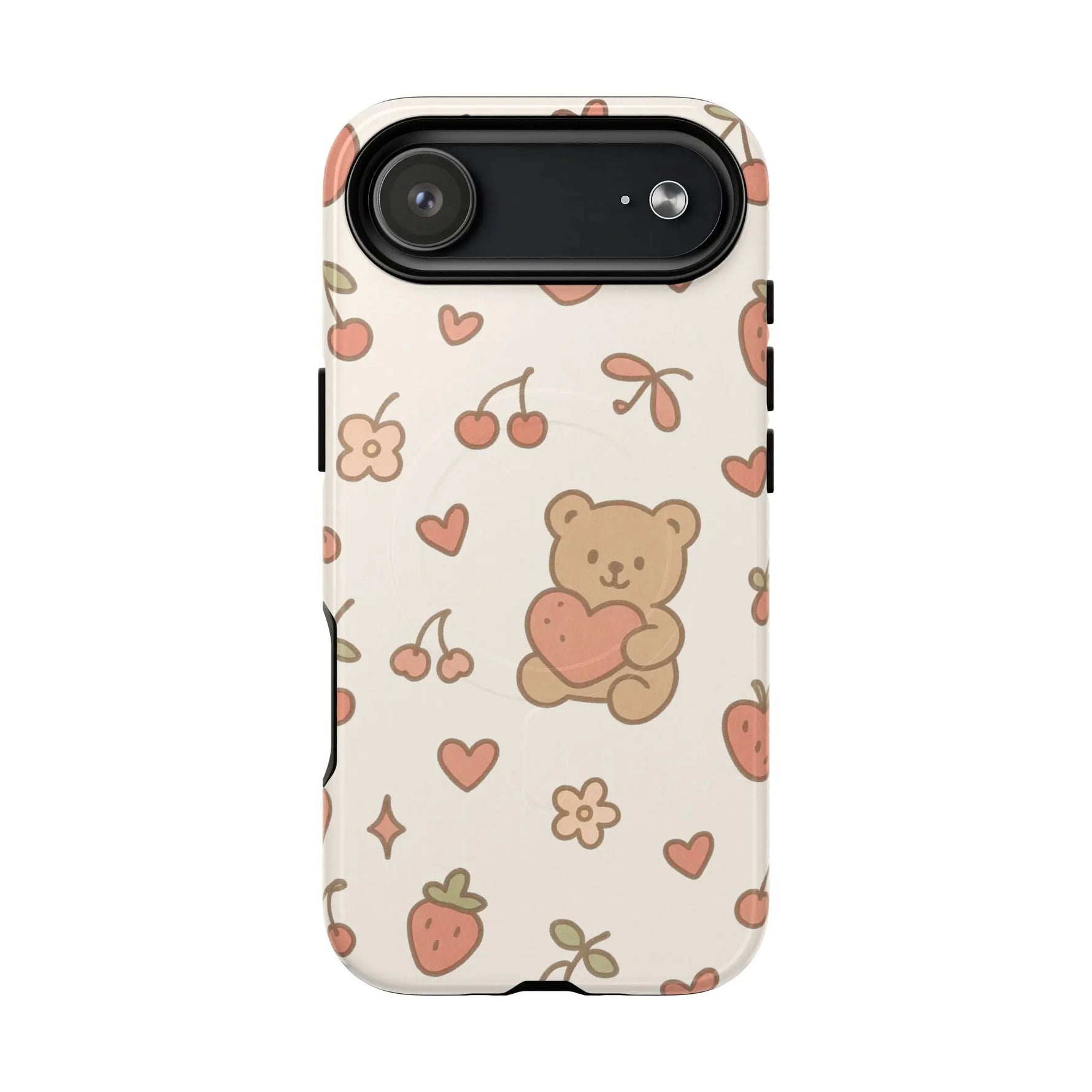 Teddy Berry Cozy Strawberry Pattern iPhone Case with MagSafe - Shamo's