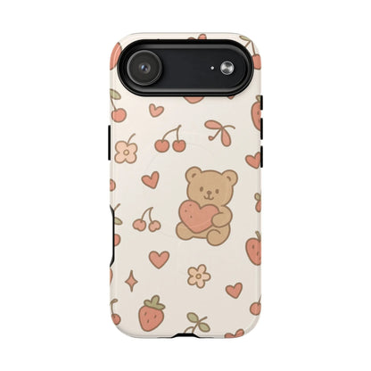 Teddy Berry Cozy Strawberry Pattern iPhone Case with MagSafe - Shamo's