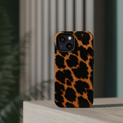Leopard Print Impact-Resistant iPhone Case with MagSafe compatibility