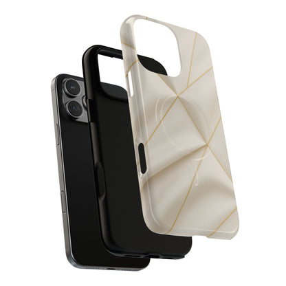 Beige Gold Geometric Luxury Series iPhone Case with MagSafe