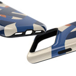 Indigo Loom MagSafe Phone Case – Blue & Ivory Abstract Woven Pattern