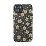 Navy Cherry Blossom Floral iPhone Case - Compatible with MagSafe - Shamo's