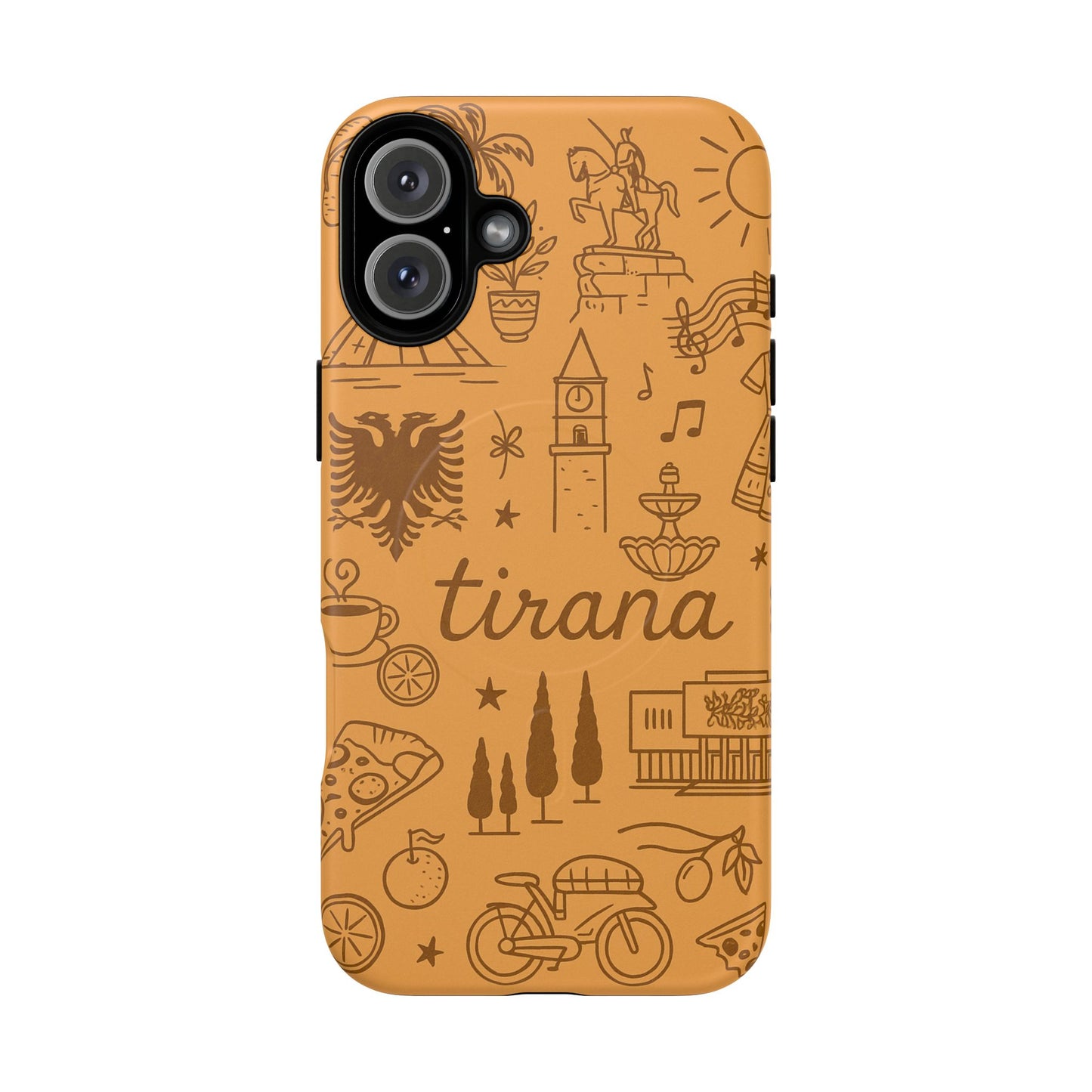 Tirana Illustrated Hand-Drawn iPhone Case — Albanian Landmarks & Icons | MagSafe compatible