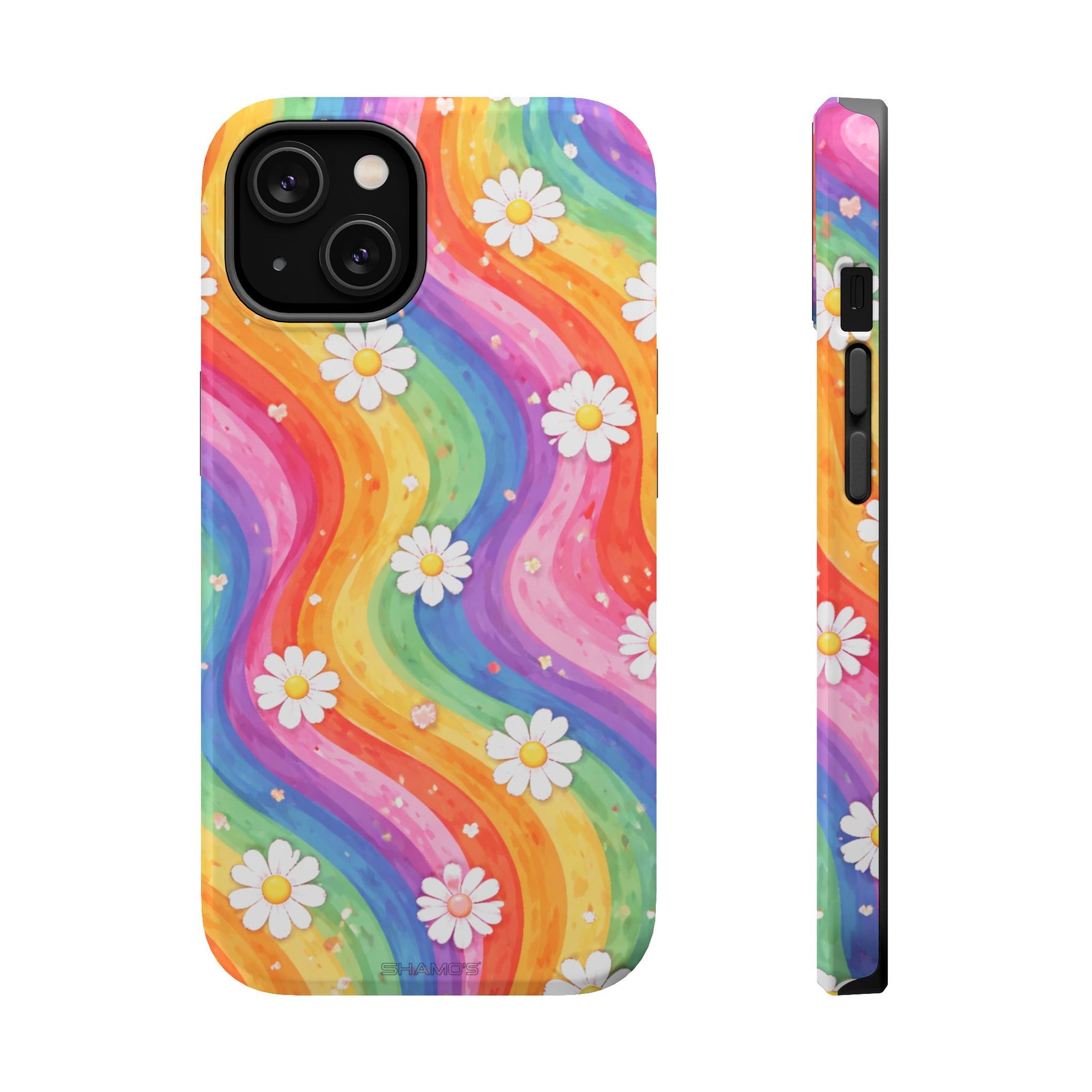 Rainbow Daisy Magnetic Impact-Resistant Phone Case with MagSafe Compatibility - iPhone 14 / Glossy - Shamo's