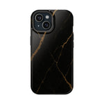 Black & Gold Marble iPhone Case with MagSafe - iPhone 15 / Glossy - Shamo's