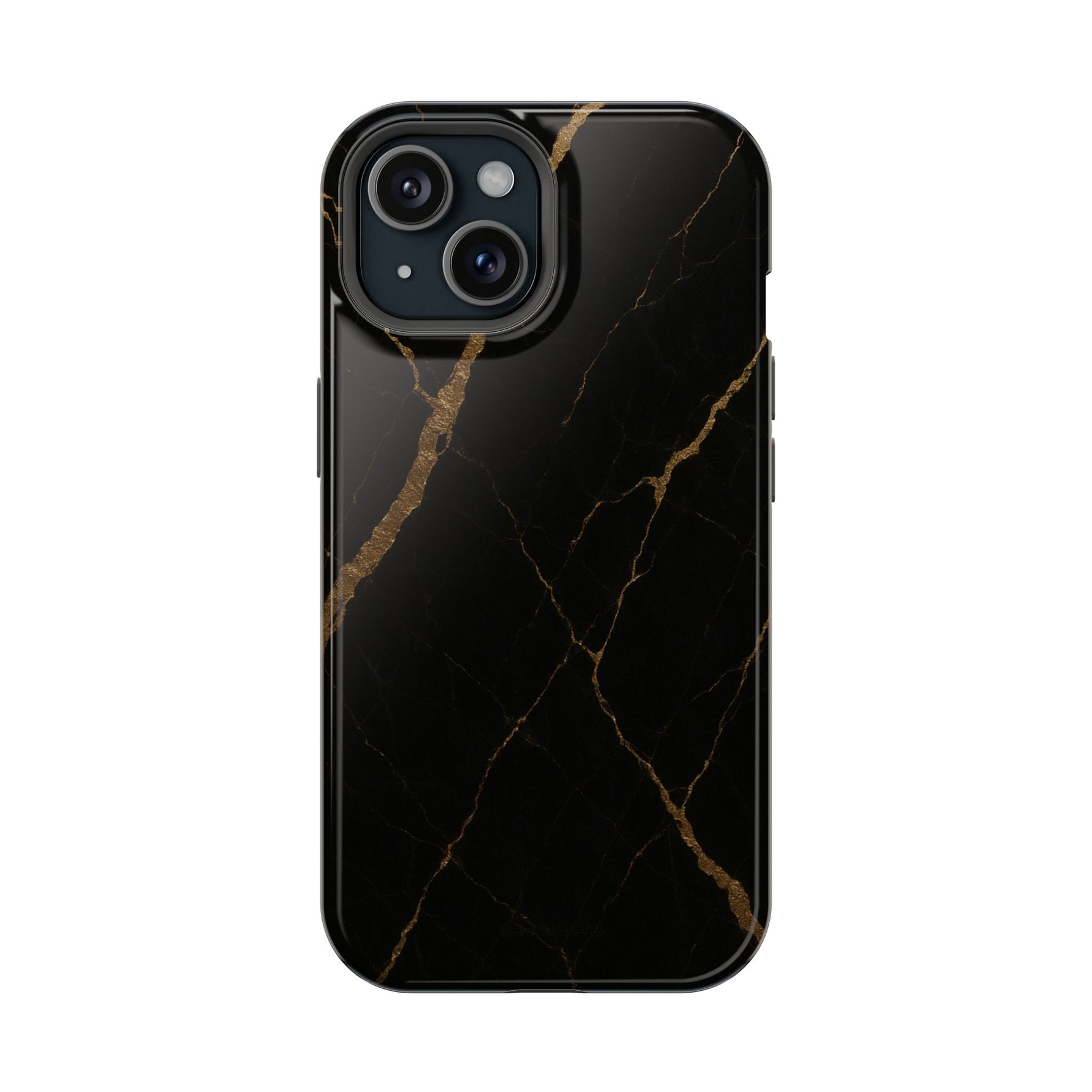 Black & Gold Marble iPhone Case with MagSafe - iPhone 15 / Glossy - Shamo's