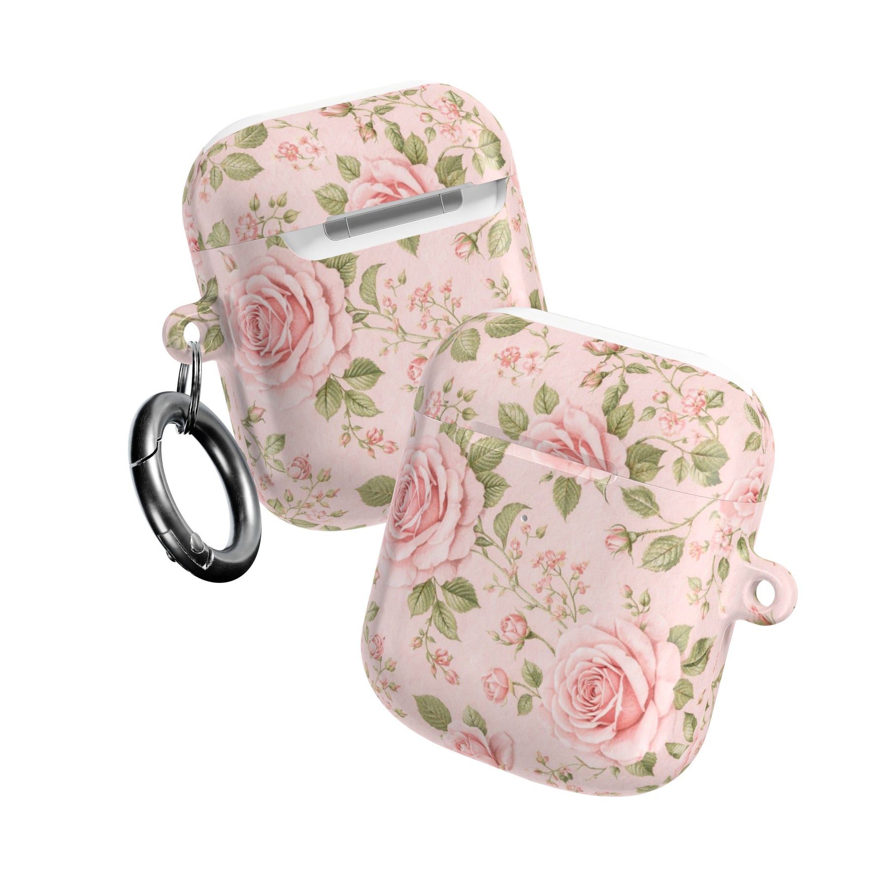 Floral Rose AirPod Case, Pink Vintage Rosebud Protective Cover - AirPods Pro Gen 1 / White / Glossy - Shamo's