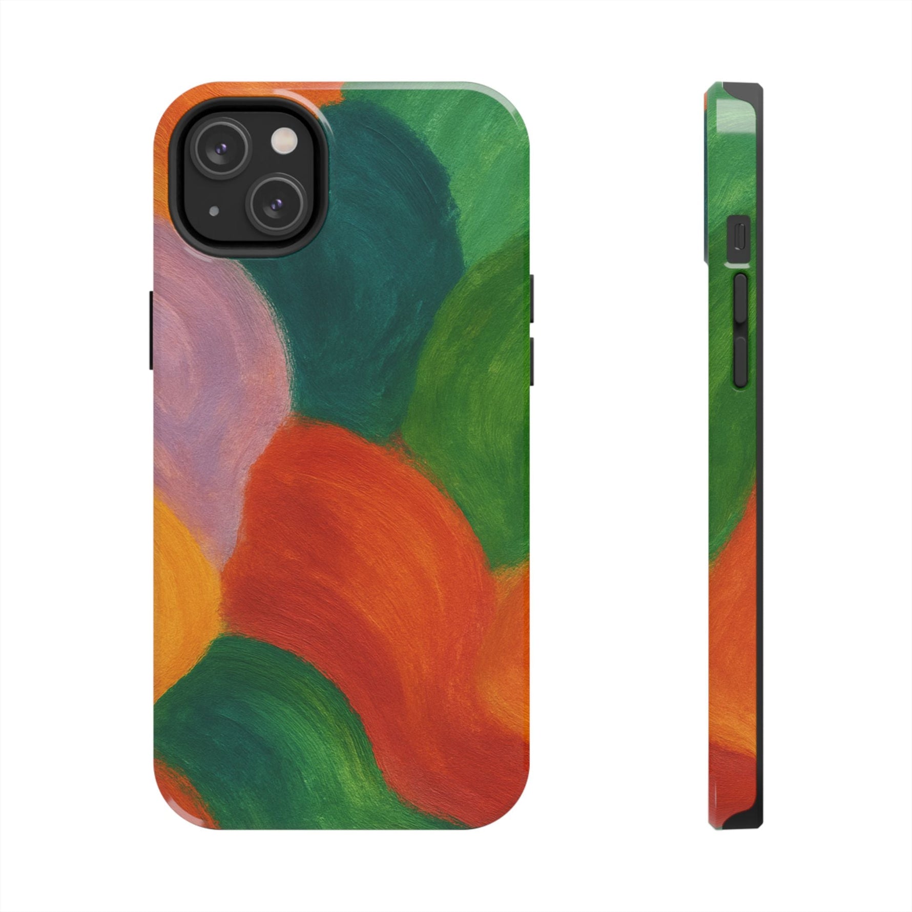 Abstract Color Wave Tough Phone Case — Bold Orange & Green Protective Phone Cover  Shamo's iPhone 14 Plus