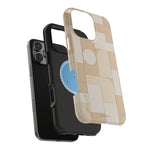 Geometric Beige Magnetic Impact-Resistant iPhone Case with Personalizable Quote and MagSafe Compatible