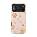 Pet Paw Pattern Phone Case — Pink Puppy Hearts & Bones with MagSafe - Shamo's