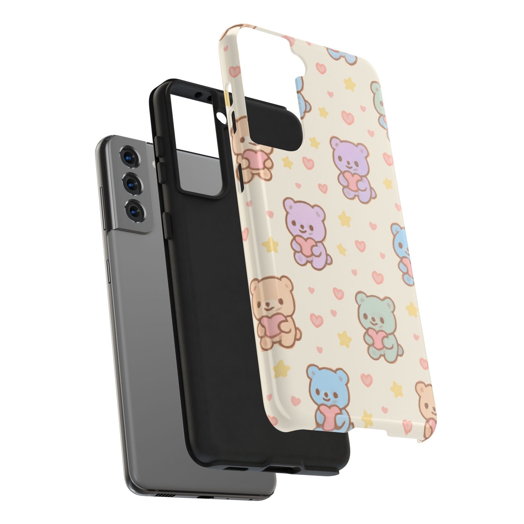 Cute Pastel Bear Impact Phone Case | Heart & Star Kawaii Pattern  Shamo's