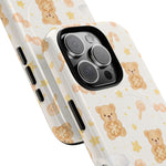 Beige Teddy Bear on Clouds iPhone Case with MagSafe