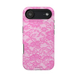 Pink Lingerie Lace Print Impact-Resistant iPhone Case | MagSafe - iPhone 17 Air / Glossy - Shamo's