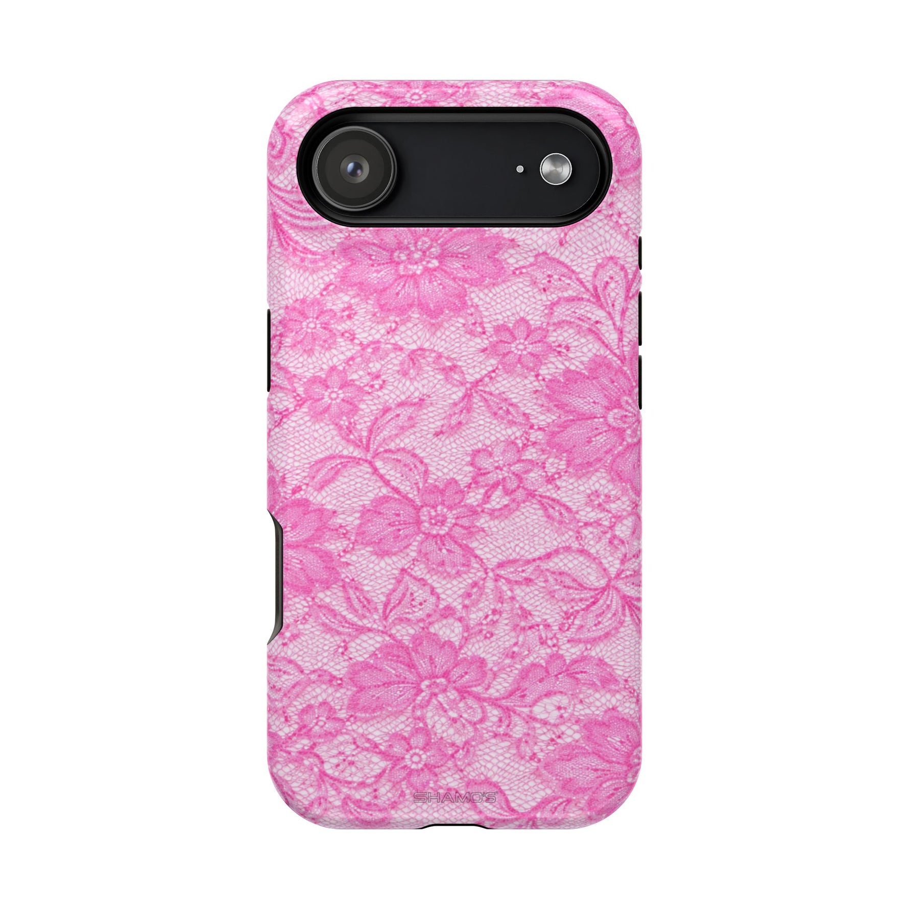 Pink Lingerie Lace Print Impact-Resistant iPhone Case | MagSafe - iPhone 17 Air / Glossy - Shamo's