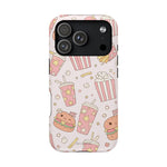 Kawaii Snack Pattern Magnetic Phone Case, Cute Popcorn, Burger & Soda Design with MagSafe Compatibility