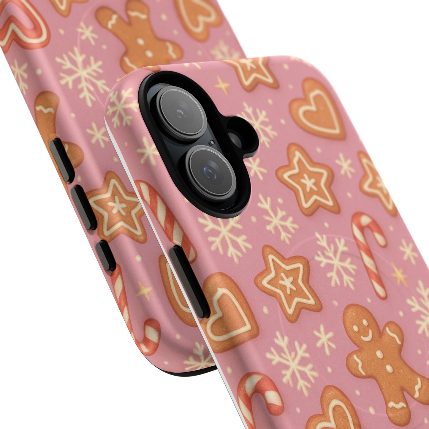 Pink Gingerbread Holiday iPhone Case with MagSafe compatibility