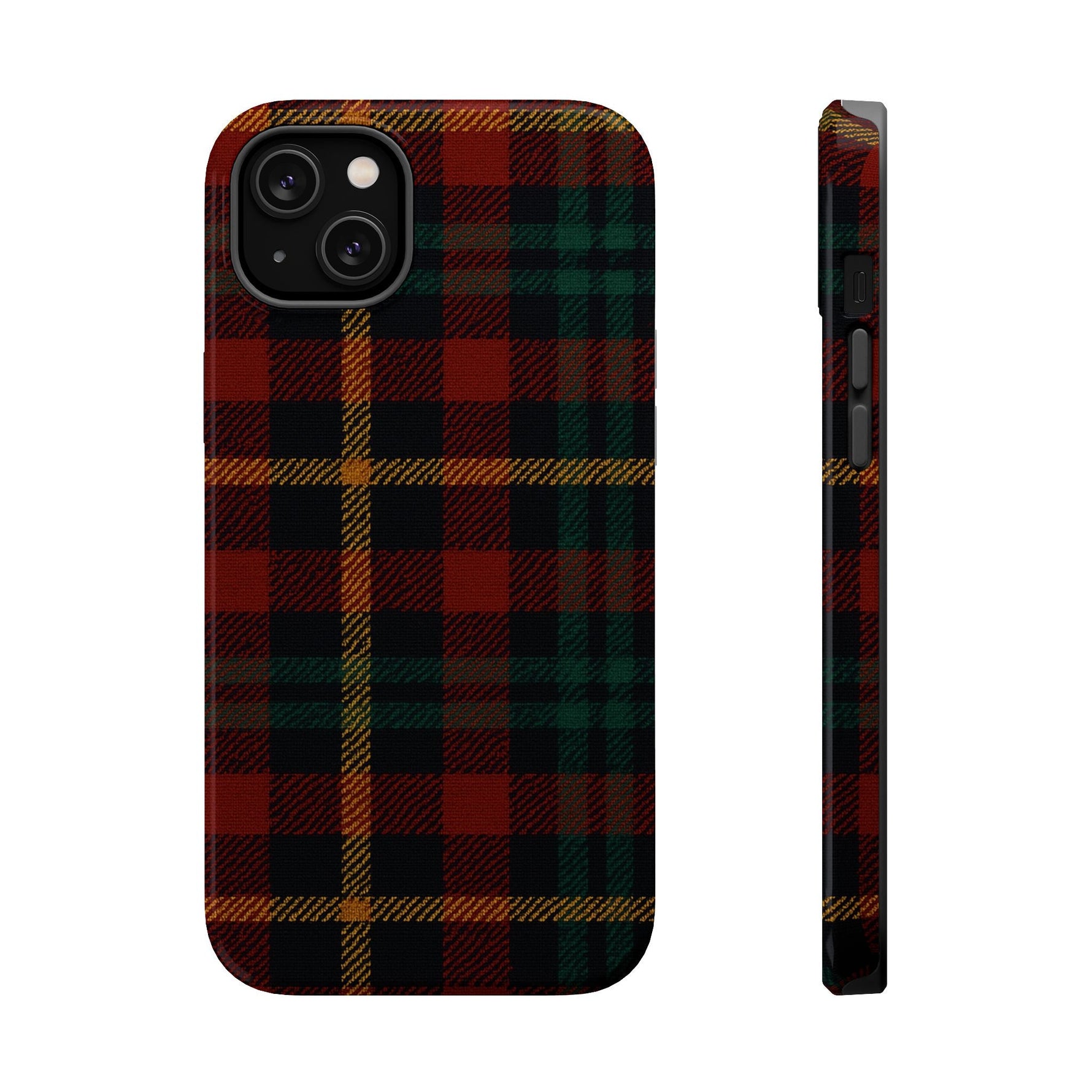 Plaid Impact-Resistant iPhone Case — Red Green Tartan Holiday Theme with MagSafe  Shamo's iPhone 14 Plus / Glossy