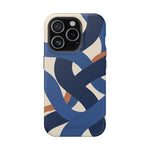 Indigo Loom MagSafe Phone Case – Blue & Ivory Abstract Woven Pattern
