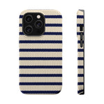 Navy & Cream Ribbed Holiday Sweater Design iPhone Case with MagSafe compatibility  Shamo's iPhone 14 Pro / Glossy