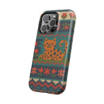 Cozy Knit Leopard Pattern Sweater Holiday Theme iPhone Case with MagSafe compatibility  Shamo's