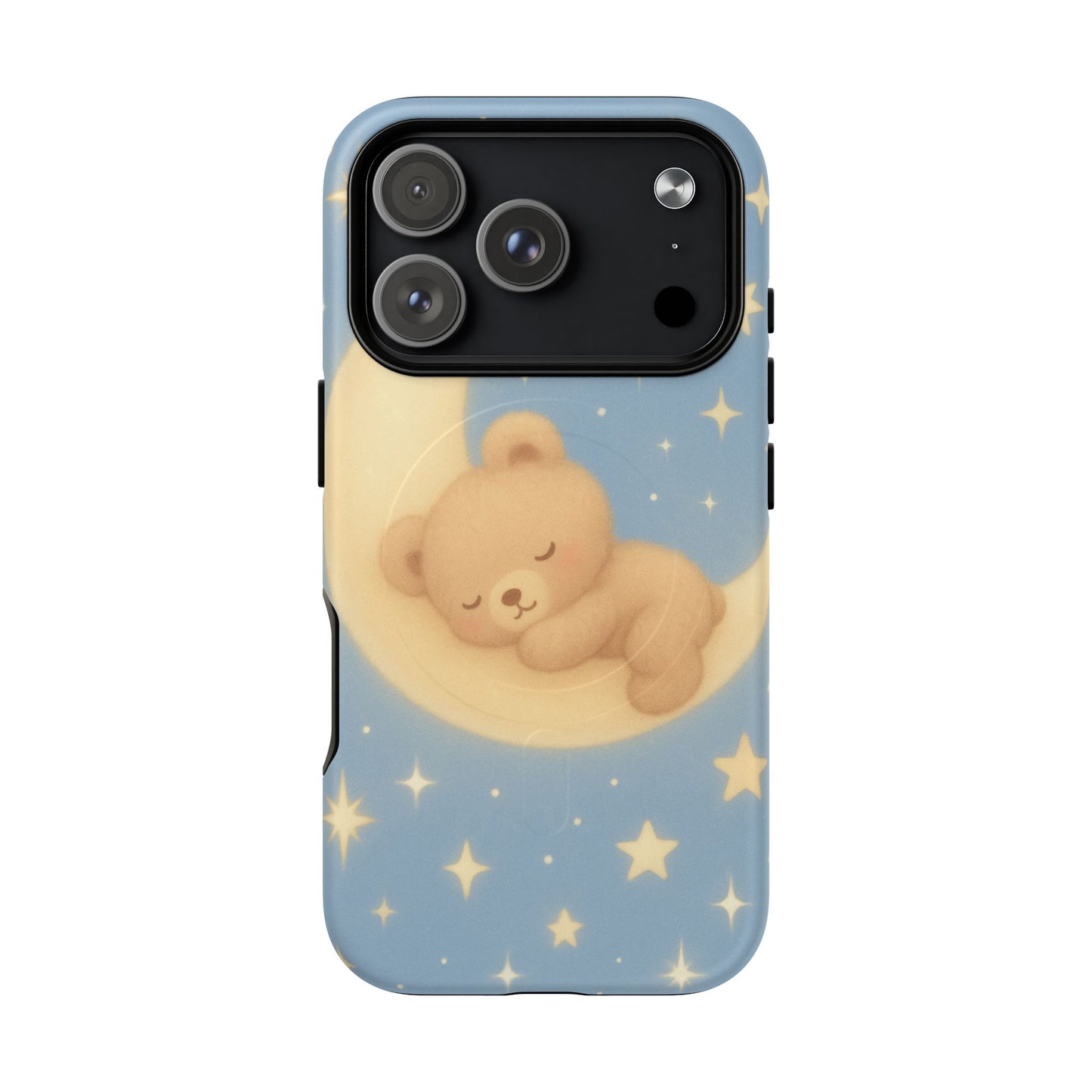 Sleepy Teddy Bear & Stars iPhone Case with MagSafe