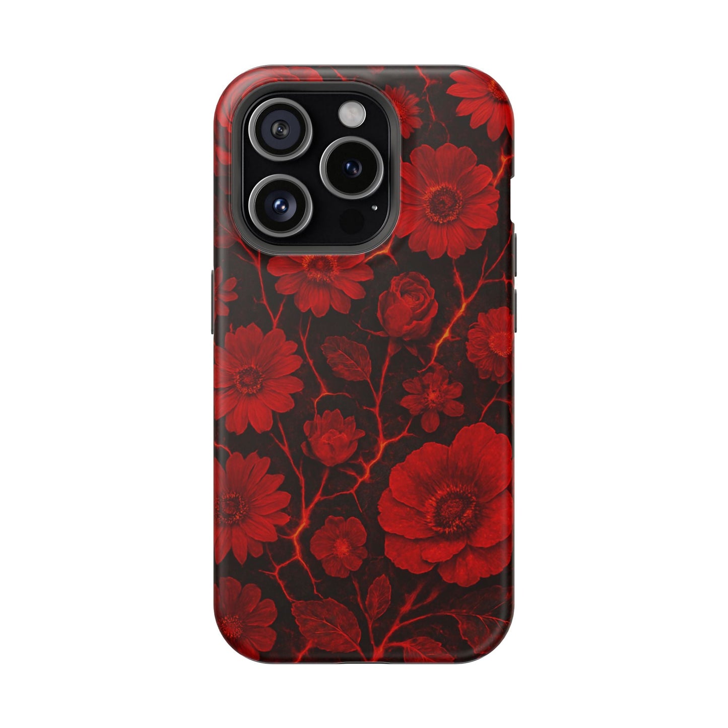 Melted Lava Dark Red Floral iPhone Case — MagSafe Compatible  Shamo's iPhone 15 Pro / Matte