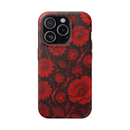 Melted Lava Dark Red Floral iPhone Case — MagSafe Compatible  Shamo's iPhone 15 Pro / Matte