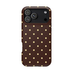 Polka Dot iPhone Case — Brown & Cream Protective Cover with MagSafe compatibility  Shamo's iPhone 17 Pro Max / Matte