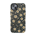 Navy Cherry Blossom Floral iPhone Case - Compatible with MagSafe - Shamo's