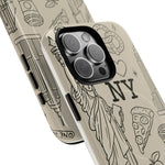 NY City Icons Tough iPhone Case — Statue of Liberty, Pizza & Taxi Pattern | Compatible with MagSafe  Shamo's