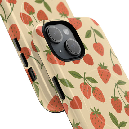Strawberry Cherry Fruit Pattern iPhone Case | MagSafe Compatible
