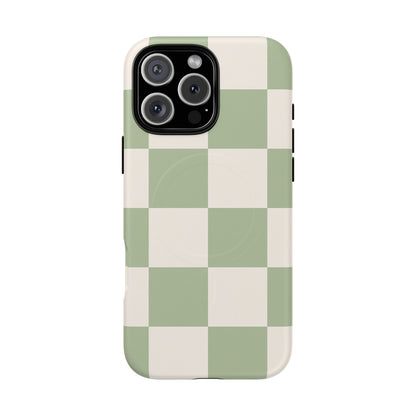 Sage Checkerboard Tough iPhone Case - Compatible with MagSafe