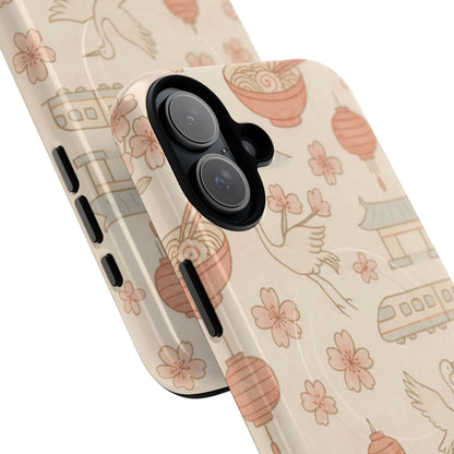 Japan Hand-Drawn Cherry Blossom iPhone Case with MagSafe