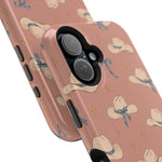 Ribbon Rodeo – Cowgirl Hat and Bow MagSafe Phone Case, Pink, glossy vertical dual-camera model, camera and side-button close-up