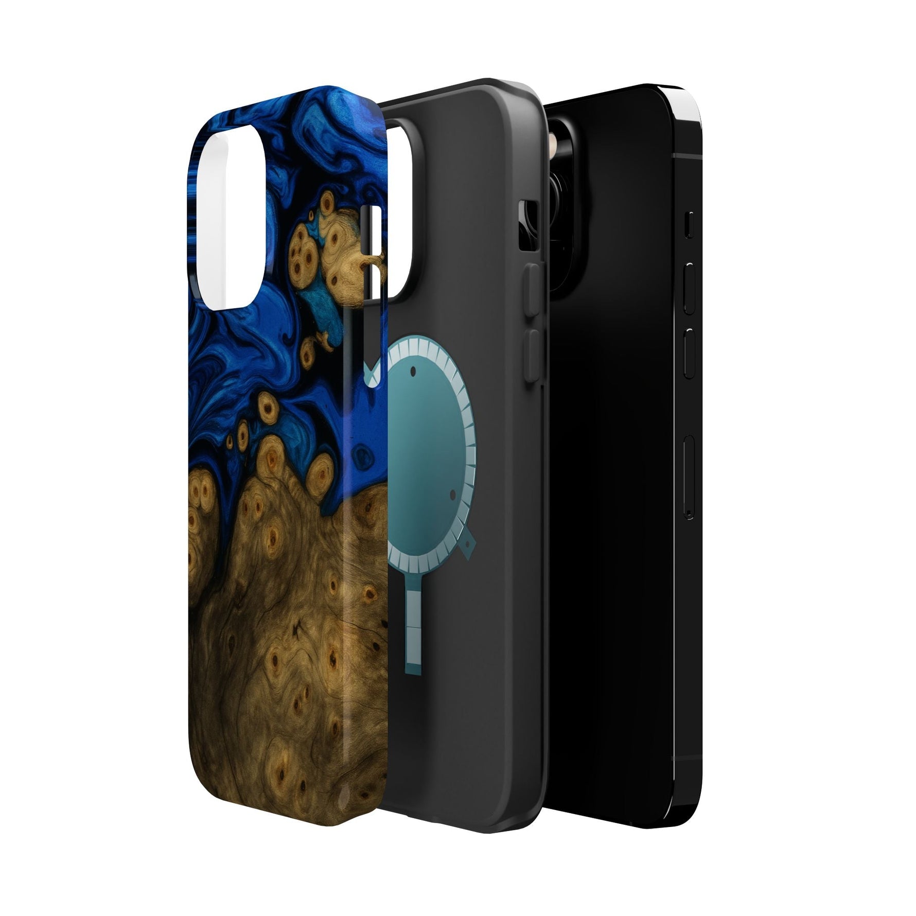 Blue Swirl & Burl Wood Impact iPhone Case | MagSafe compatible  Shamo's