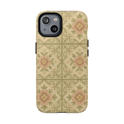 Vintage Rustic Foral Tiles iPhone Case | MagSafe