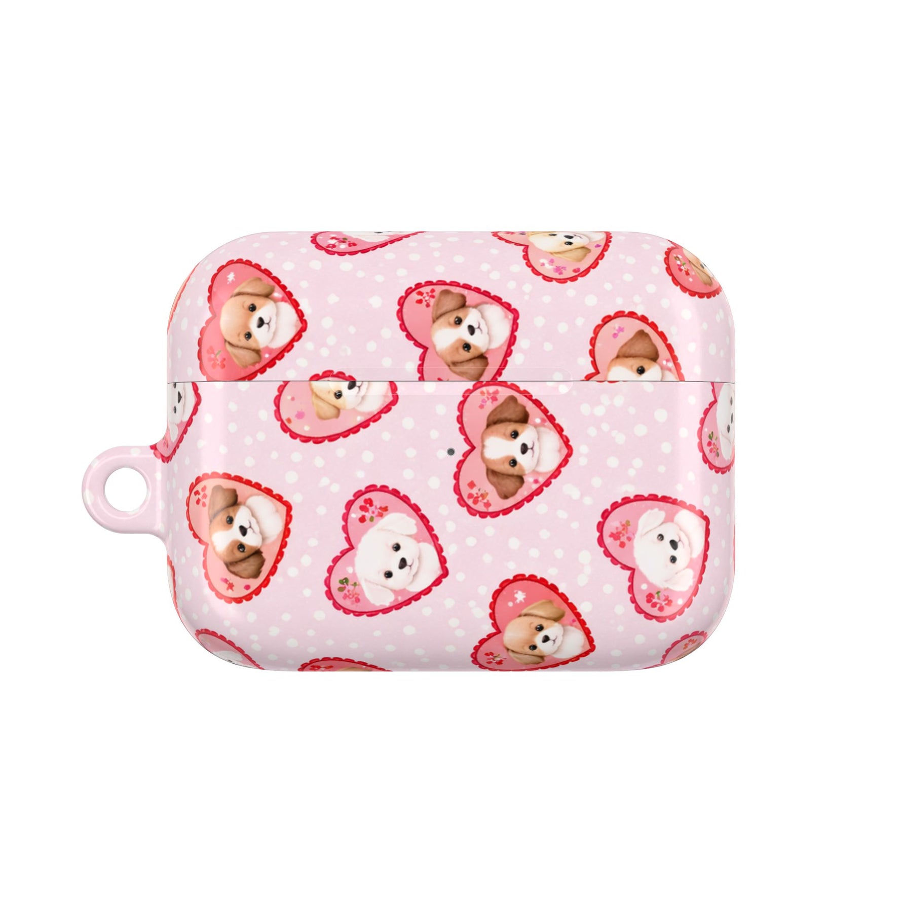 Puppy Hearts AirPod Case, Pink Valentine Pet Pattern