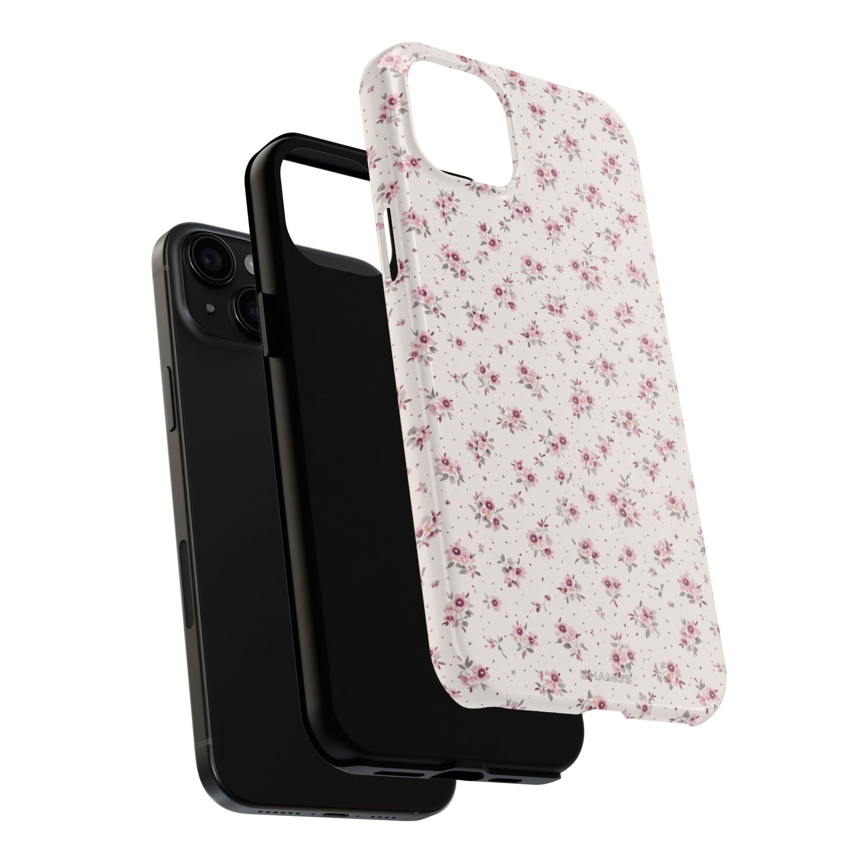 Rosebud Floral Tough iPhone Case — Pink Vintage Flower Protective Cover - iPhone 17 - Shamo's