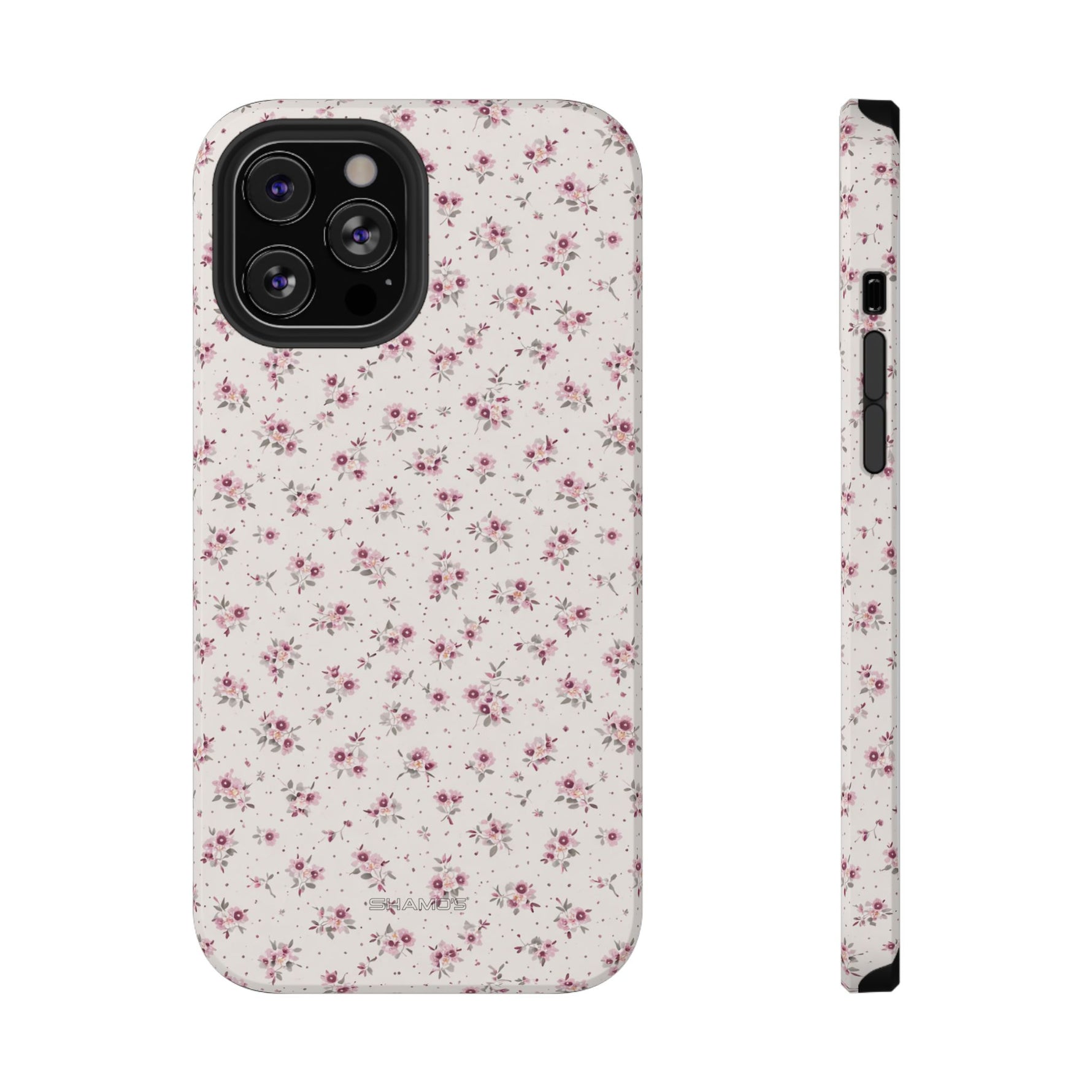 Rosebud Floral Tough iPhone Case | Pink Vintage Flower Protective Cover