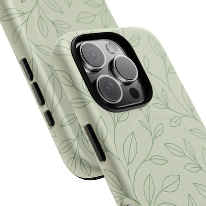 Sage Botanical Leaves Floral iPhone Case | MagSafe