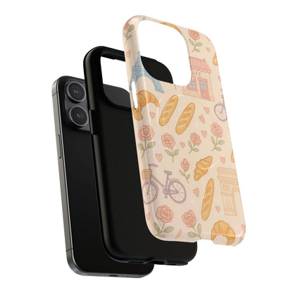Parisian Bakery iPhone Case — Cute Eiffel Tower, Croissants & Baguette Tough MagSafe Case