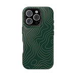 Topographic Green Magnetic Impact-Resistant iPhone Case | MagSafe compatible