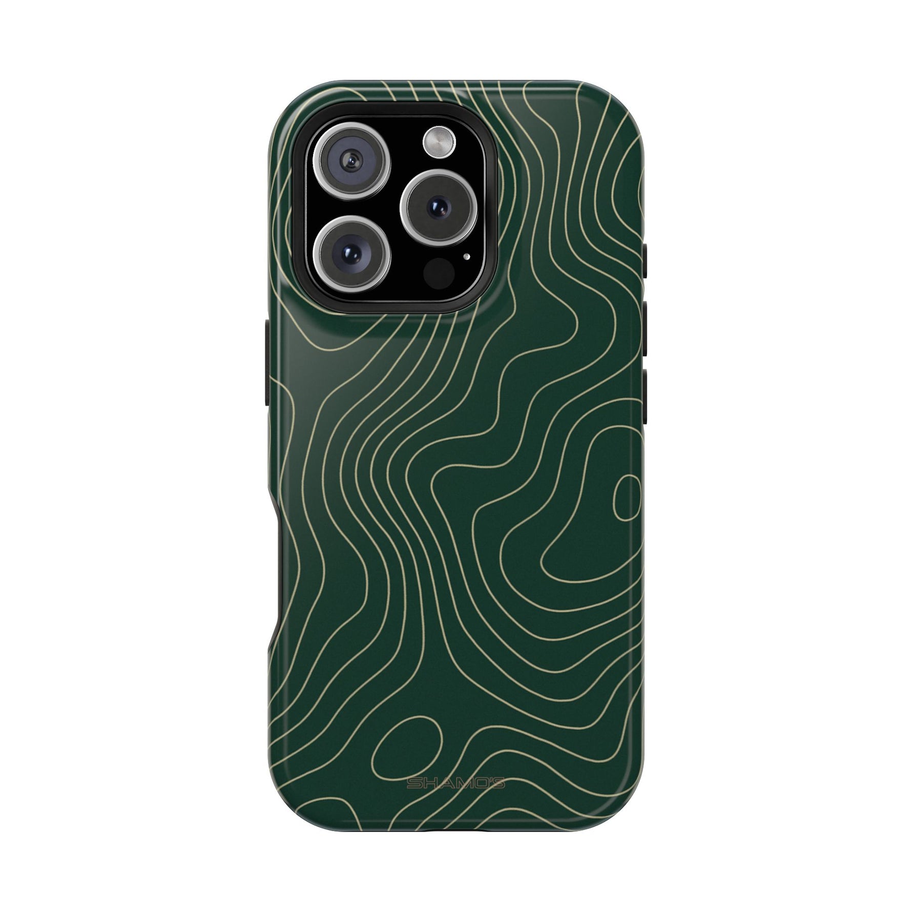 Topographic Green Magnetic Impact-Resistant iPhone Case | MagSafe compatible
