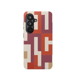 Retro Geometric Magnetic MagSafe Compatible Impact Phone Case — Bold Red & Terracotta Pattern